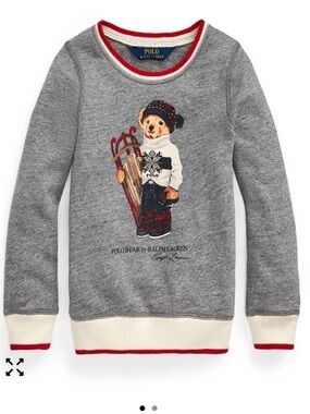 Polo Ralph Lauren Girls Sled Bear Atlantic Terry Pullover Sweatshirt Sz M (8-10)